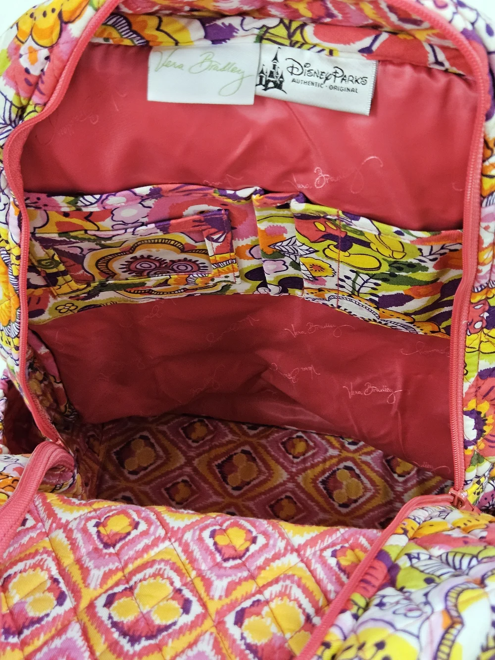 Disney Vera Bradley Campus Backpack Bouncing Bouquet Mickey Minnie Pink Floral